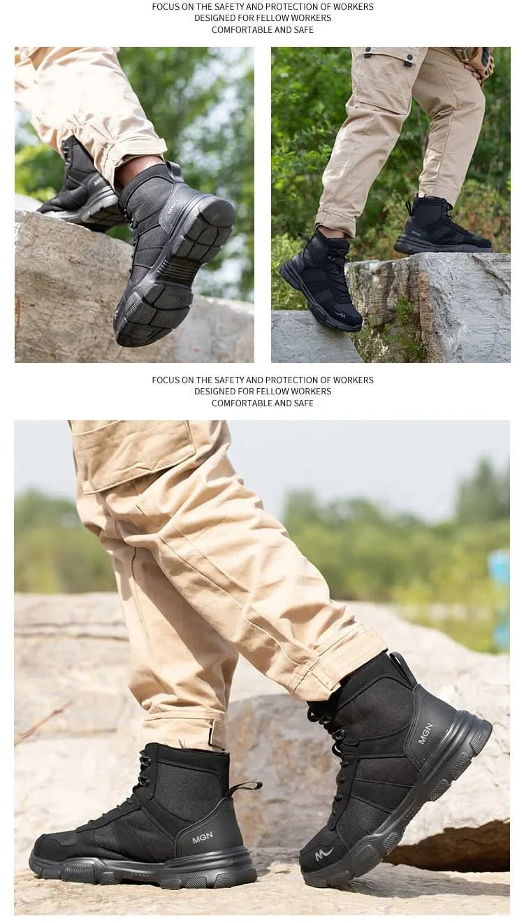 Work Boots Indestructible Safety Shoes Men Steel Toe Shoes Puncture-Proof Sneakers Male Footwear Shoes Women Non Slip Work Shoes