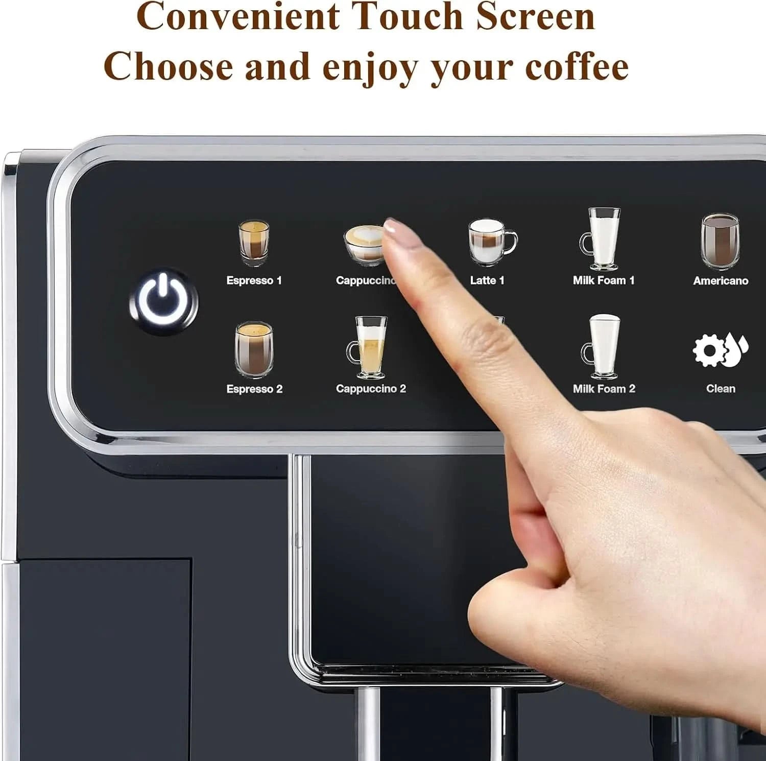 Fully Automatic Coffee Maker with Built-in 3-Level Grinder Expresso/Cappuccino/Latte/Americano Coffee Machines with Self-Cleanin - M & M Global