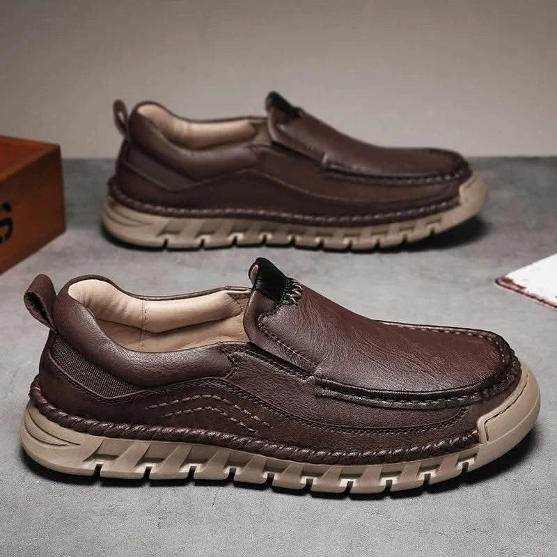 2024 Retro Loafer Genuine Split Leather Classic Shoes Sewing Comfortable Men Casual Slip-on Club Party Shoe Spring Summer - M & M Global