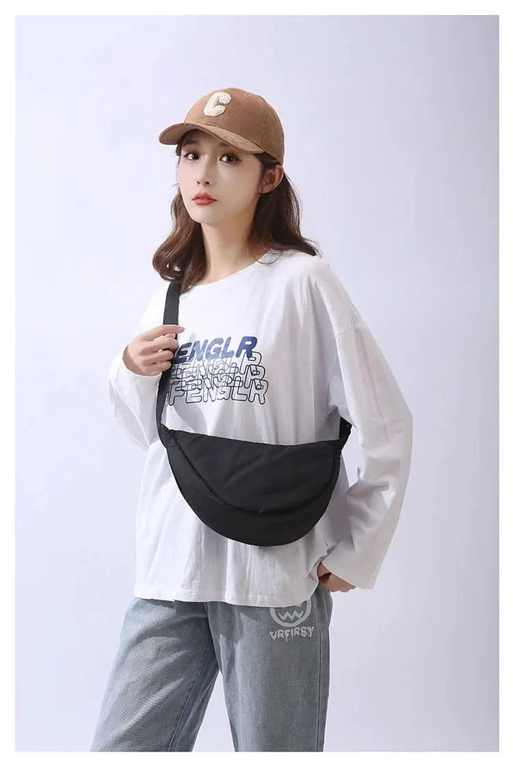 Simple Design Women's Messenger Bag Fashion Ladies Nylon Hobos Small Shoulder Bags Vintage Female Girls Purse Cloth Handbags - M & M Global