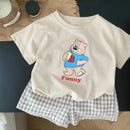 Popular Design Baby Boys T-shirt Suit Summer Clothes Cartoon Fashion Toddler Plaid Shorts Short Sleeve Set Children's Wear 6m-6y - M & M Global