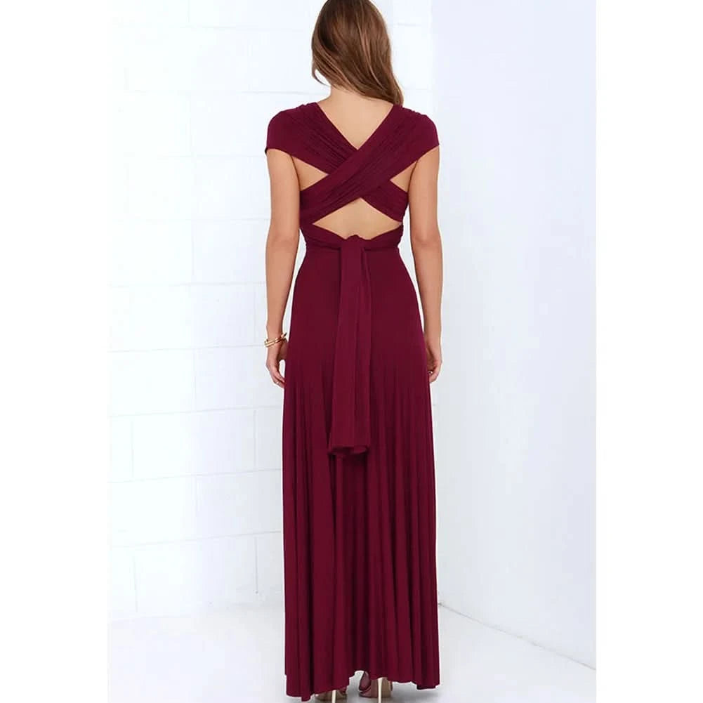 Sexy Women Multiway Wrap Convertible Boho Maxi Club Red Dress Bandage Long Dress Party Bridesmaids Infinity Robe Longue Femme - M & M Global
