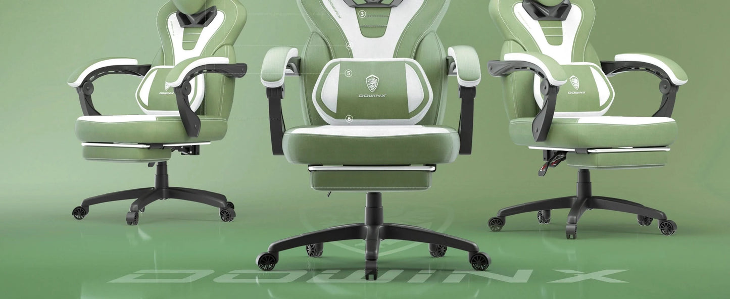 Dowinx Fabric Gaming Chair with Footrest, Big and Tall Gaming Chair for Heavy People, Computer/PC Gamer Chair for Adult