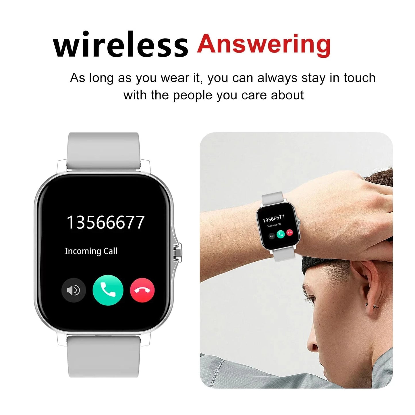 HOT 2025 Smart watch, Bluetooth calls, message reminders, custom dial wallpaper, compatible with Android and iPhone