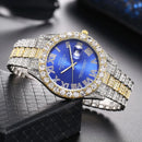Hip Hop Iced Out Men Watch Full AAA Rhinestone Around Luxury Quartz Watches Round Clock Unisex Wrist Watch Gift For Boyfriend - M & M Global