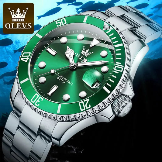 OLEVS Watches for Men with Date Luxury Big Face Waterproof Mens Wristwatch Analog Dress Two Tone Stainless Steel Man Watch - M & M Global