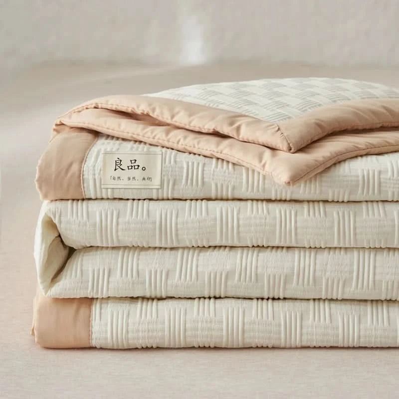 Single Bed/Queen Bed/King Bed Good Quality Jacquard Craftsmanship Soybean Fiber Summer Quilt - M & M Global