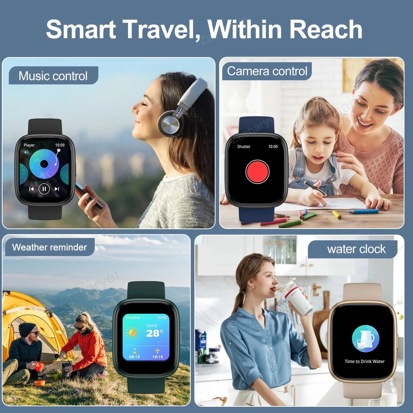 Smart watch, wireless calling/dial,fitness monitoring, multi-Sport mode, calling reminder and rejection, for iPhone/Andriod