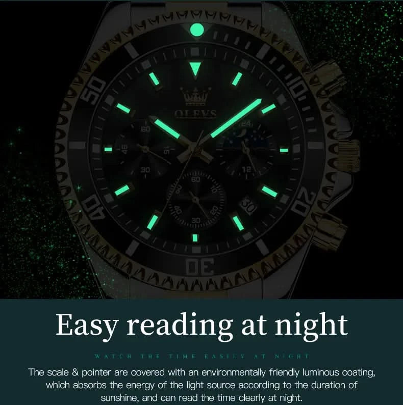 OLEVS Watches For Men Classic with Date Dress Luxury Big Face Waterproof Luminous Men's Wrist Watch Stainless Steel Men Watch - M & M Global