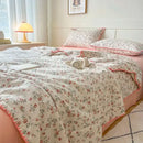 Summer Quilt Cotton Floral French Style Double  Air-conditioned Quilt, Double-layer Summer Blanket Comforter Duvet   이불 - M & M Global