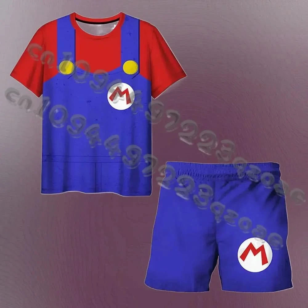 25/26 Sonic Fashion Cute Girl 3D Top T-shirt Short Sleeve+Shorts Two Piece Set Girls and Boys Children's Top Short Sleeve - M & M Global