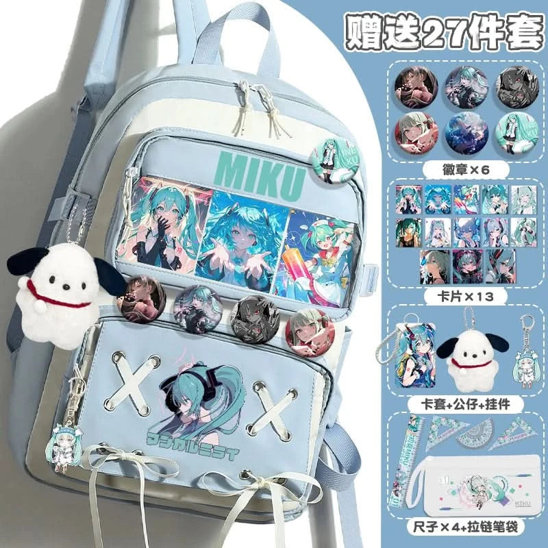 Miku Future School Backpack for Girls 2025 New Fashion Print Youth Pain Bag Large Capacity Backpack for School - M & M Global