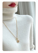 Autumn And Winter Knitted Pullover High-Neck Sweater, High-Elasticity, Fashionable And Comfortable Long-Sleeved Women's TopRY128