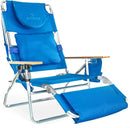 Ostrich Deluxe 3N1 Padded Beach Chair w/ Face Cushion & Arm Holes, Teal - Lightweight Folding Recliner w/ Adjustable Backrest