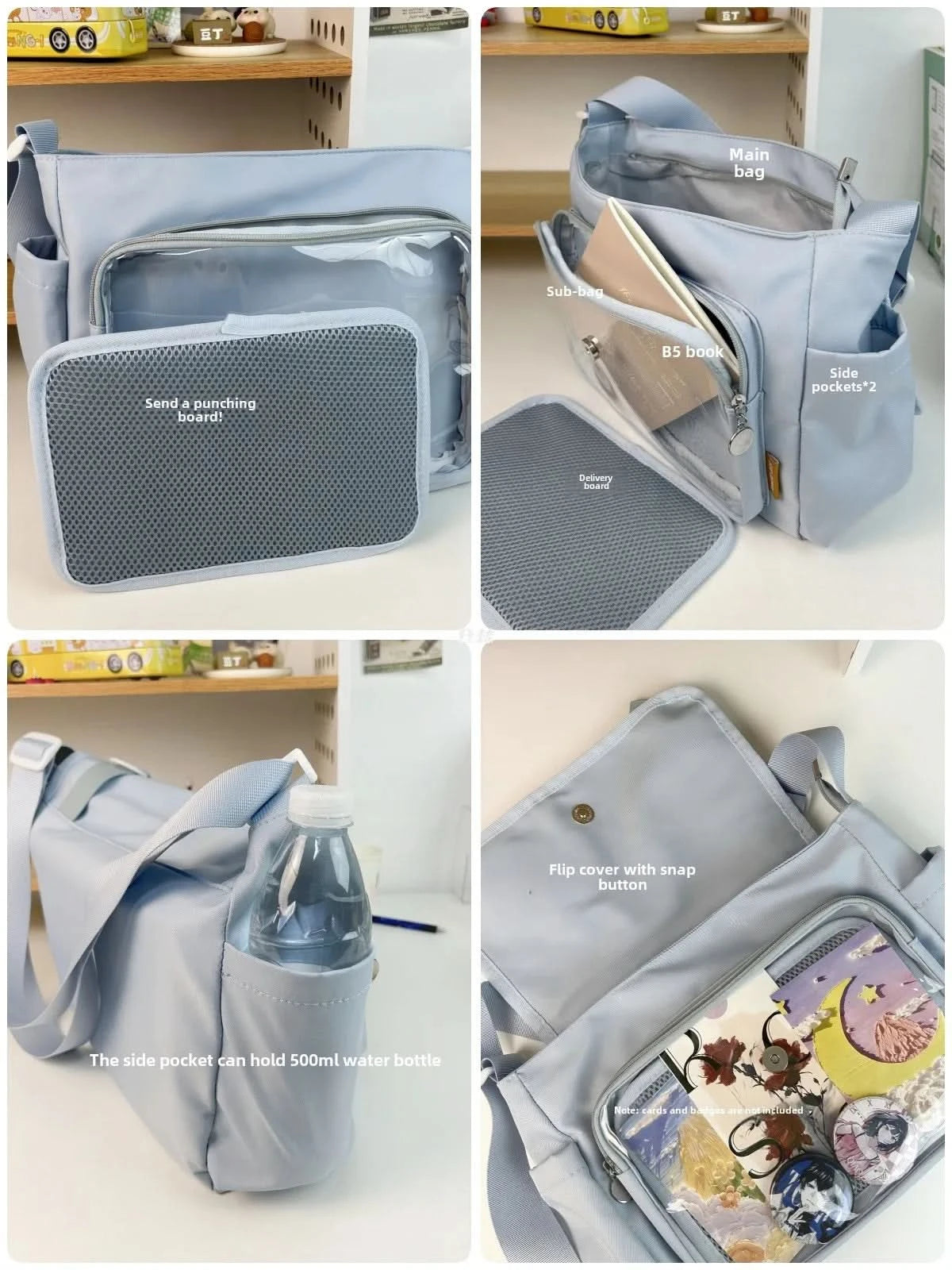 Y2K Japanese Harajuku School Bags for Teenage Girls New 2024 Transparent Itabag Crossbody Bag DIY Badges Display Plate Ita Bag - M & M Global
