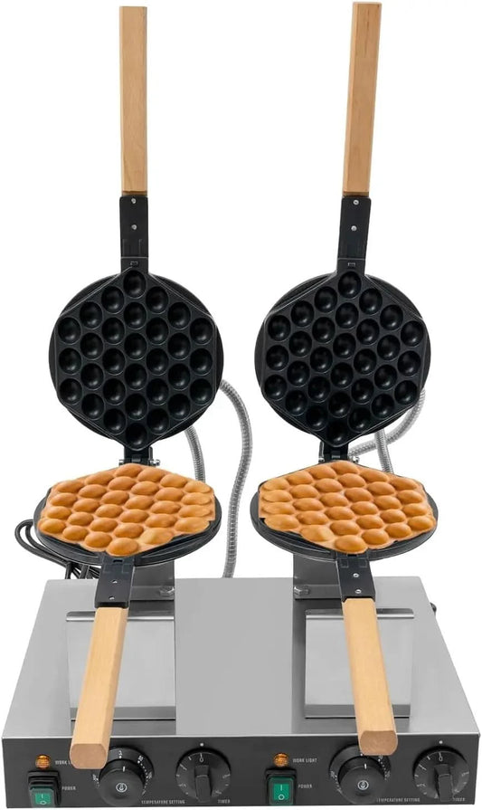 Double-head Honeycomb Egg Waffle Making Machine Non Stick Stainless Steel Pancake Maker Hong Kong Egg Waffle Maker For Restauran - M & M Global