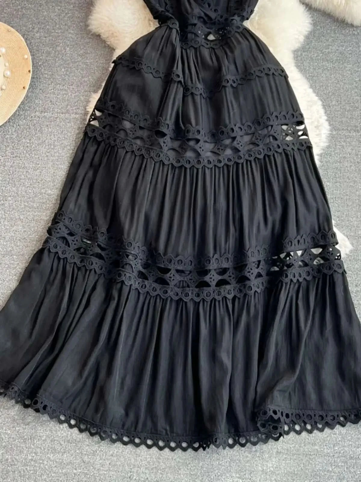 JAMERARY Designer New Summer Holiday White Embroidery Cotton Long Dress Women Sleeveless Midi Prom Evening Dresses Party Robe - M & M Global