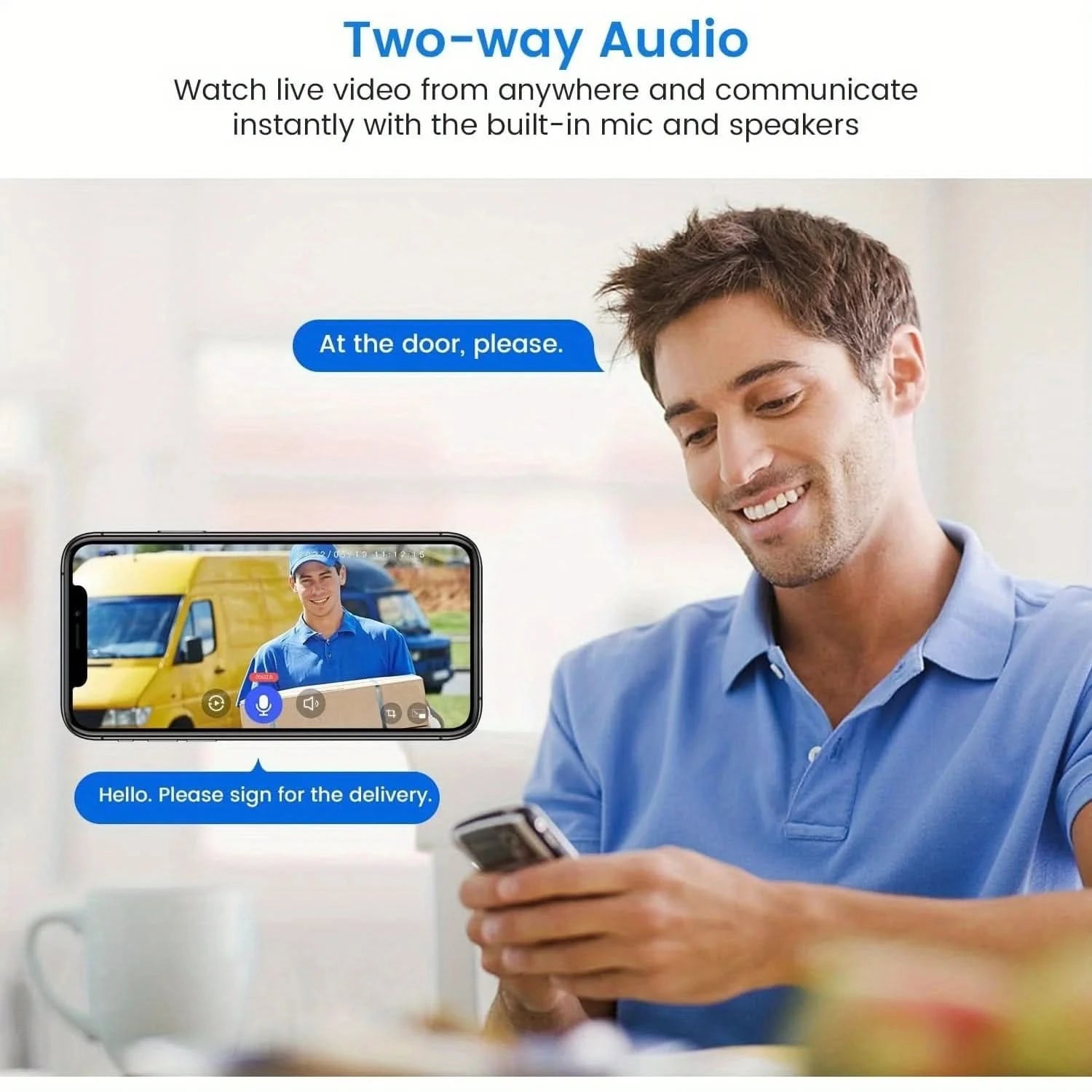 Wireless smart video doorbell 2.4GWiFi, 2-channel audio, night vision, SD card/cloud storage home security surveillance camera - M & M Global