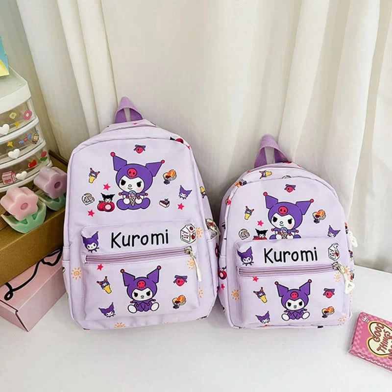 Sanrio Kuromi Hello Kitty My Melody Cinnamoroll Cartoon Backpack Cute Pompom Purin Pochacco School Bag For Adults Kids Sac A Dos - M & M Global