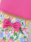 2025 Newborn Girl Baby Summer Sling Sleeveless Cotton Casual Daily Big Bow Print Baby Clothing Set - M & M Global