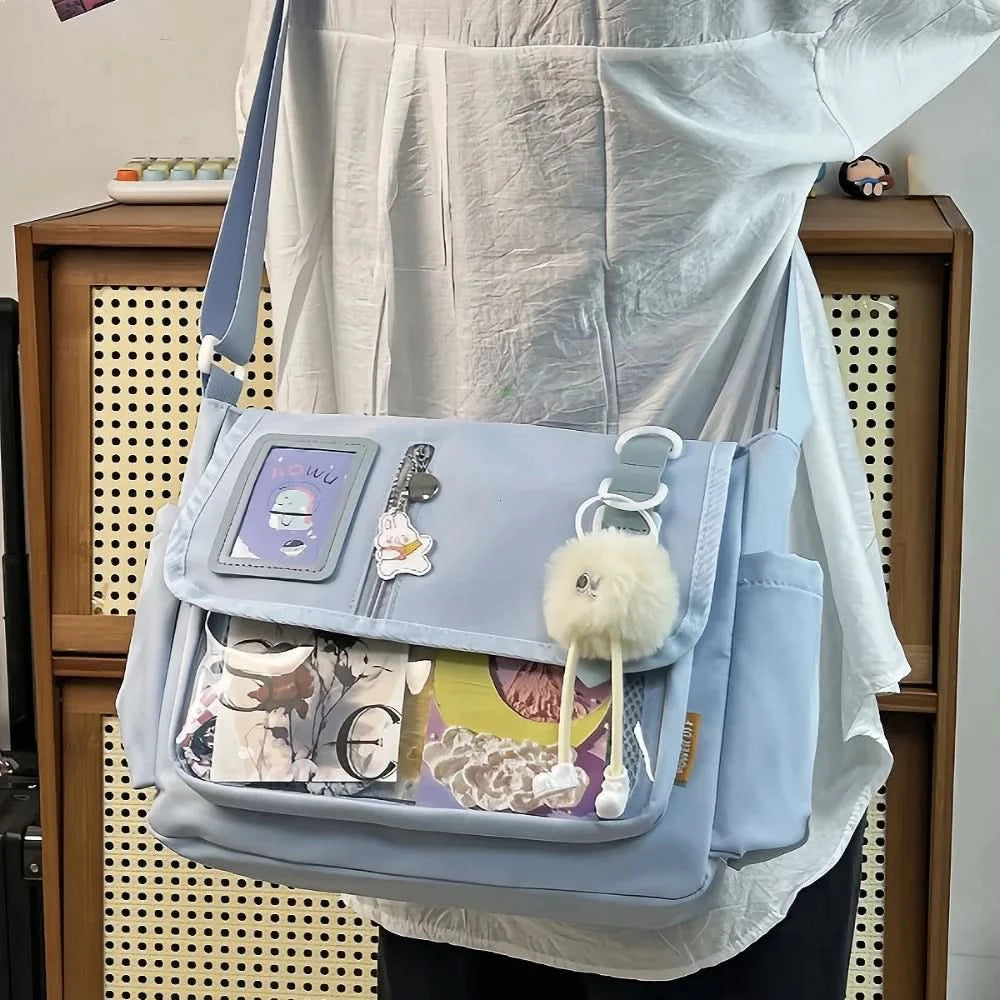 Y2K Japanese Harajuku School Bags for Teenage Girls New 2024 Transparent Itabag Crossbody Bag DIY Badges Display Plate Ita Bag - M & M Global