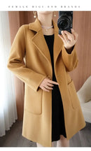Plus Size Women's Long Sleeve Woolen Coat Pure Color Slim Fit Midi Length Spring New Style Compact Size Versatile Quality Pol...