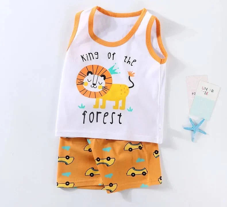 Children Sets Kids Vest Suit 2PCS Set Summer Cotton T-Shirt Girl Shorts Clothes Children Boys Girls Sleeveless Suit Wear Cloth - M & M Global