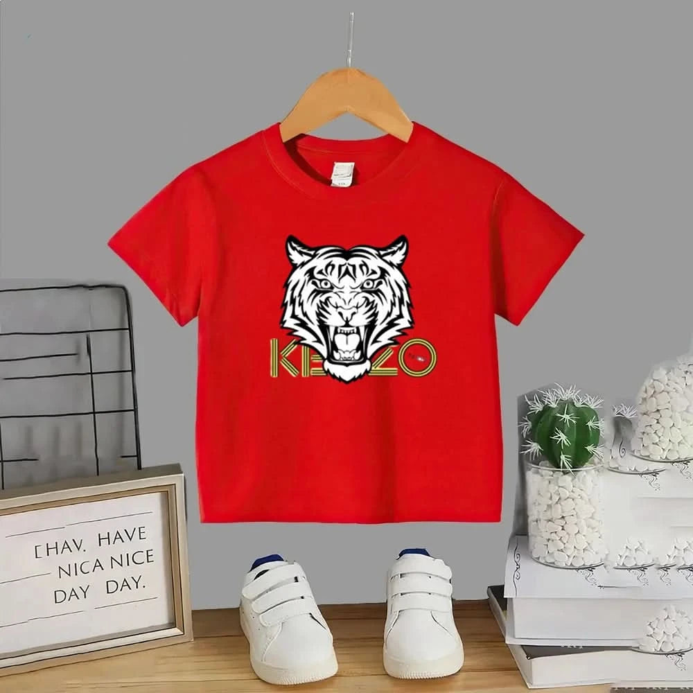 Tiger head Print Brand Kids T-shirt Boys Girls red Toddlers age 3-12 Fashion Clothing Short Sleeve+Shorts Outdoor Sports Set - M & M Global