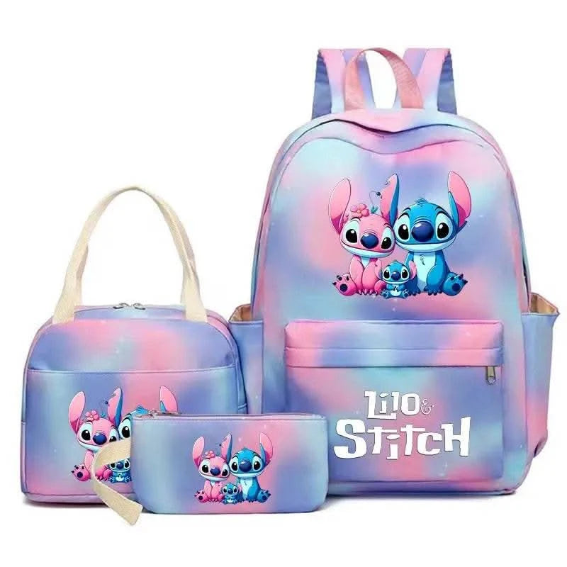 3Pcs Lilo Stitch Colorful Backpack Set With Tote and Pouch Large Capacity Lightweight And Breathable Outdoor Knapsack - M & M Global