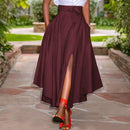 ZANZEA 2024 Summer Women Party Split Sundress Stylish Irregular Skirts High Waist Maxi Vestidos Solid Robe Saia Holiday Faldas