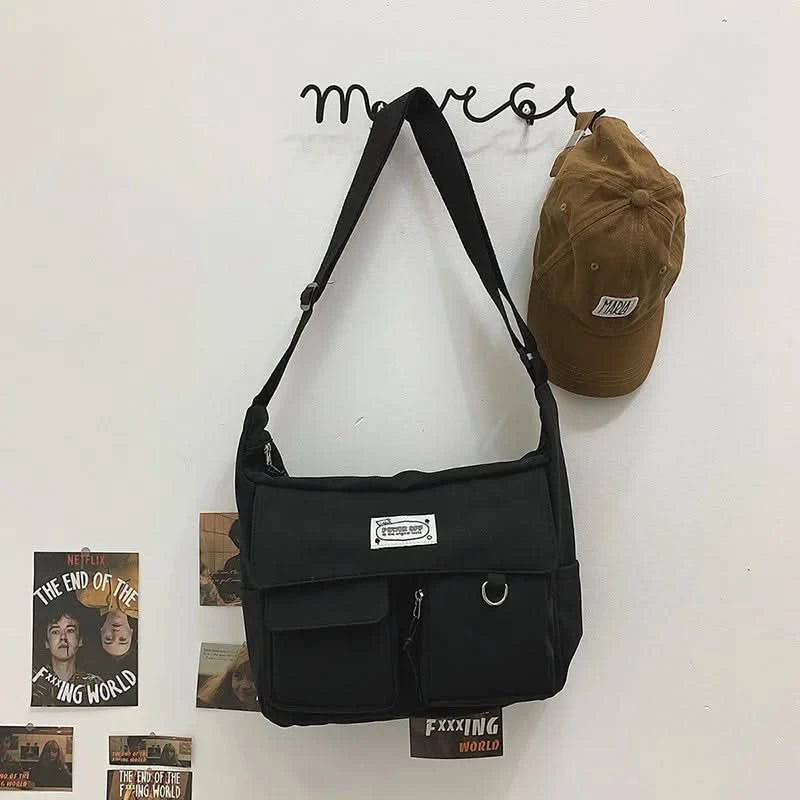 Korean Ulzzang Messenger Bag Women New 2023 Nylon Bags Multipockets Crossbody Bags For Women School Book Shoulder Bag Girls Sac - M & M Global