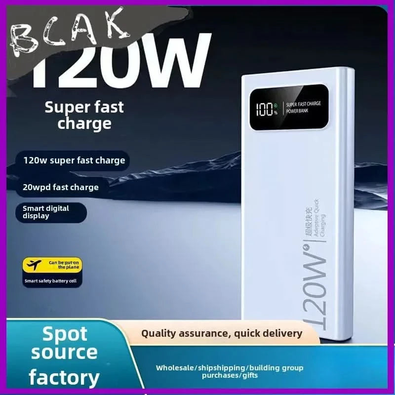 Quality BCAK New 120W Power Bank 20000mAh Super Fast Charging Large Capacity Mobile Power Supply - M & M Global