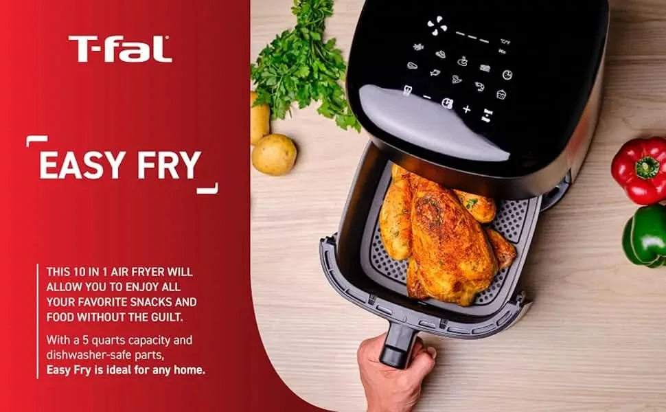 Easy Fry Max 5.3 qt Digital Air Fryer: 10 Versatile Cooking Programs, Intuitive Touchscreen, Dishwasher-Safe Basket, Fast and He - M & M Global