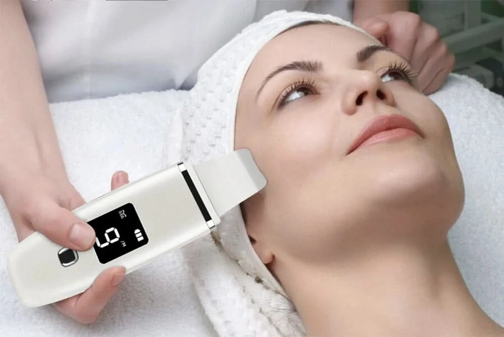 Ultrasonic Skin Scrubber Facial Spatula Blackhead Remover Deep Face Cleaning Lift Machine Peeling Shovel Pore Cleaner - M & M Global