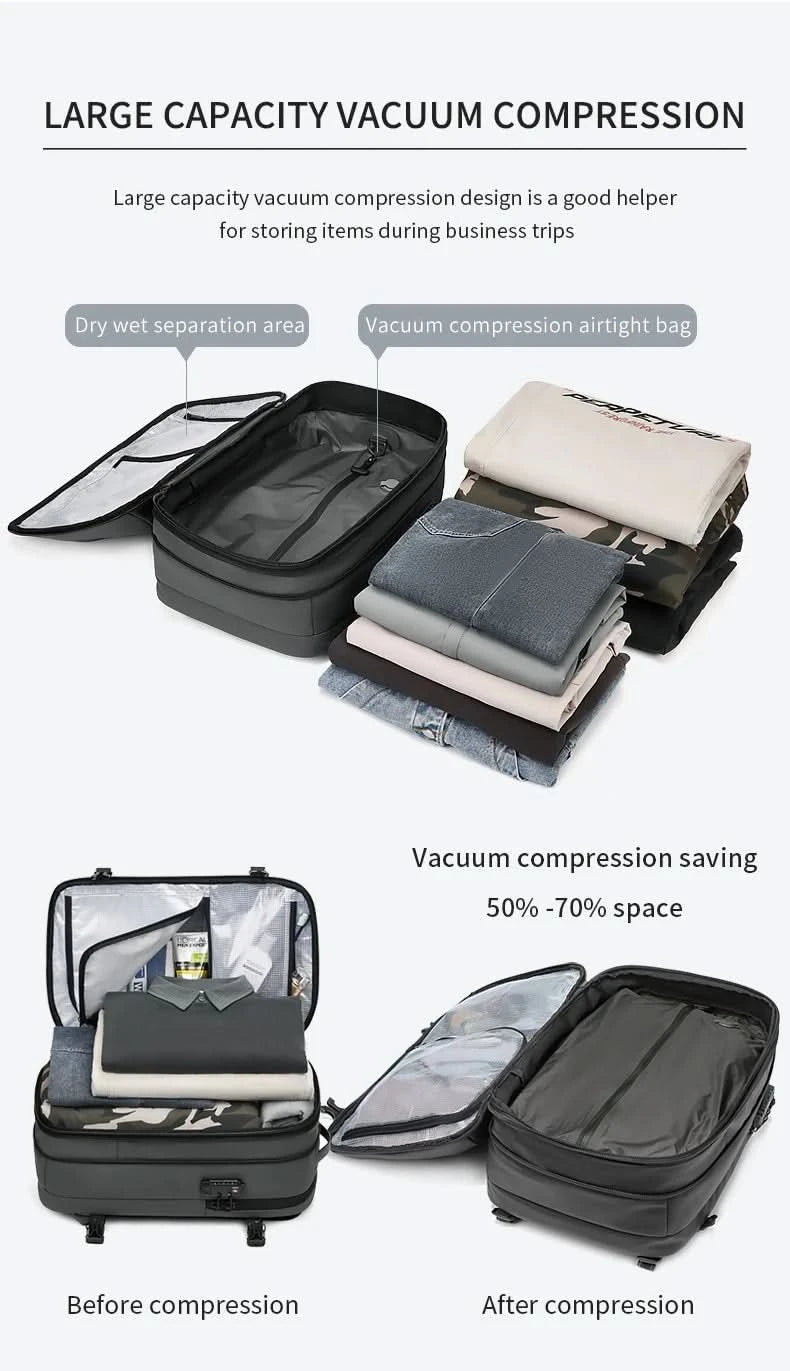 Men Travel Backpack vacuum compression 17 inch Laptop Backpack Business Large Capacity school Backpack Expanded Hiking backpack - M & M Global