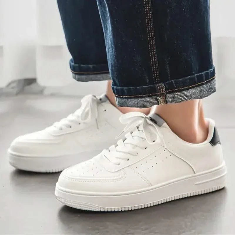 Casual Men's Sneakers Autumn 2025 New Style Winter Pure White Fiberglass Synthetic Lining Rubber Sole Unisex Leisure Shoes - M & M Global