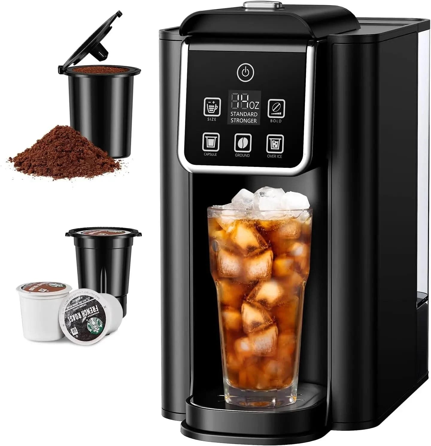 Single Serve Coffee Maker 2.0, Hot and Iced Coffee Machine for K Cup Pods & Ground Coffee, 6 to 14 oz Brew Sizes, 50 oz Removabl - M & M Global