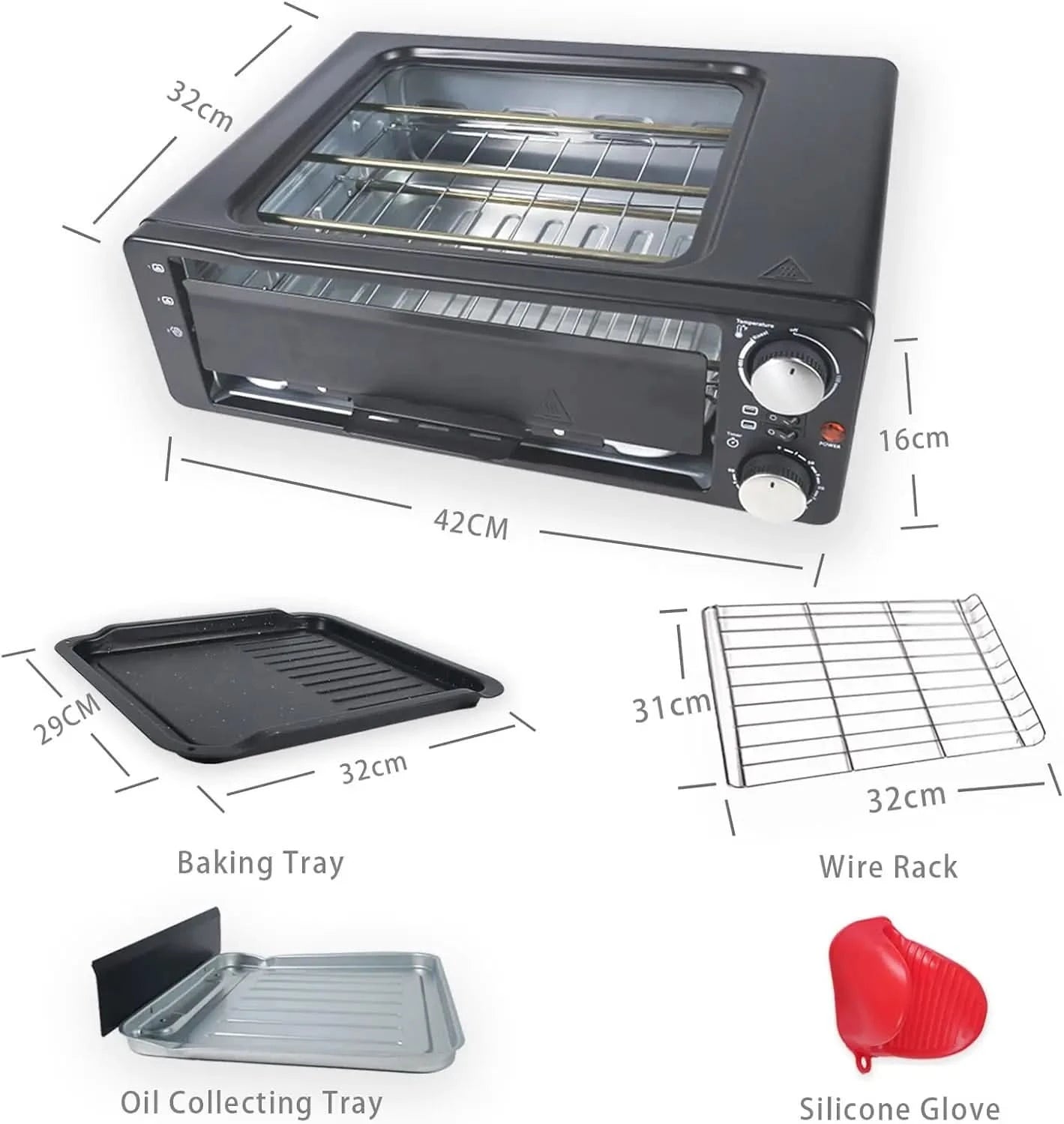2-in-1 Breakfast Station, Non-Stick Griddle and 6-Slice Toaster Oven, Electric Pizza Oven Commercial Pizza Maker Countertop Pizz - M & M Global