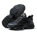 Slack-stab-proof work shoes with elastic buttons and lace-up