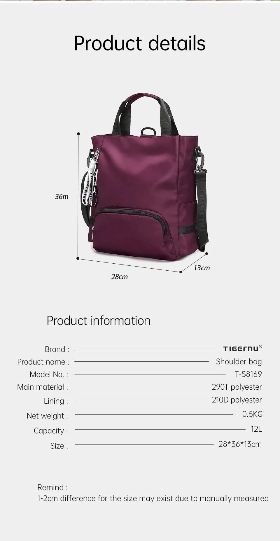 Tigernu Fashion 3 In1 Women Backpack Bag Leisure Tote Bag Shoulder Bag Light Weight College High School Bag Girls Handbag Female - M & M Global
