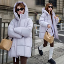 2025 Winter New Down Coat Women Parkas Fashion Long Hooded Outerwear Female Cotton-padded Padded Jacket Loose Ladies Overwear
