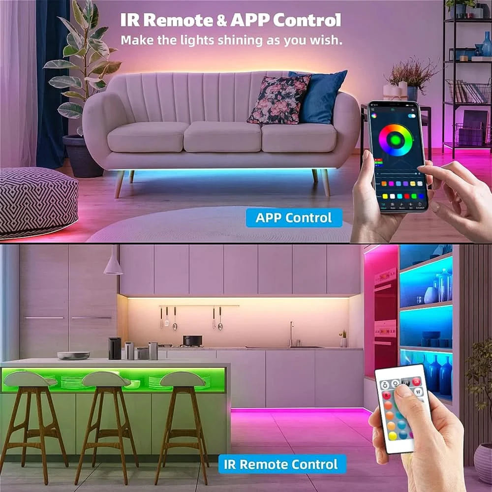 GREATWALL WIFI 100 foot LED strip, 50550RGB strip music synchronous color change, room, home, party decoration APP controller
