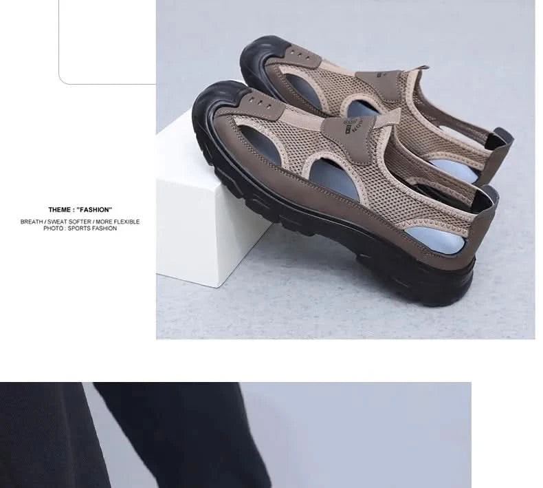 Summer New Men's Baotou Casual Net Surface Breathable Beach Shoes Lightweight Non-slip Sandals for Men sandal casual sneakers - M & M Global