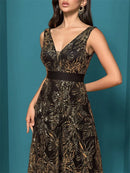 Luxury Sexy Deep V-Neck Sequins Blue Evening Dresses Women Elegant V-back Wedding Party Long Prom Cocktail Dress