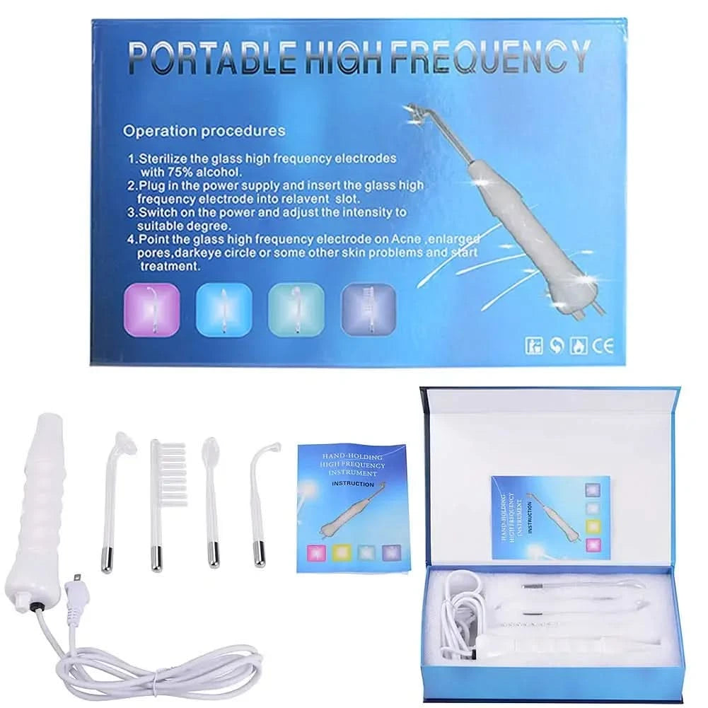 Portable High Frequency Facial Machine Skin Therapy Acne Spot Wrinkles Remover Beauty Facial Care Acne Spot Wrinkles Remover - M & M Global