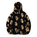 Thickened Hooded Casual Sweatshirt Women's Plush Pocket Cartoon Bear Zipper Pocket Sweatshirt Comfortable Korean Style Long S...