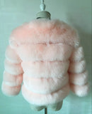 DEAT Fashion Orange Imitation Fox Fur Grass Coat Women's Round Neck Plush Thick Jacket Winter New 7A1578