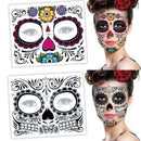 Day of The Dead Skull Face dress up Temporary Tattoo Stickers Pop Halloween Facial makeup Special Waterproof Face tattoo - M & M Global
