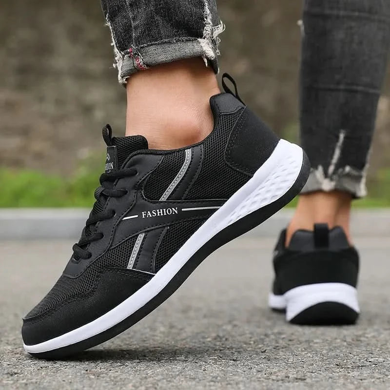 Men's Pu Leather Shoes 2025 New Lightweight Non-slip Sneakers Breathable Male Outdoor Running Shoes Lace Up Soft Sport Shoes - M & M Global