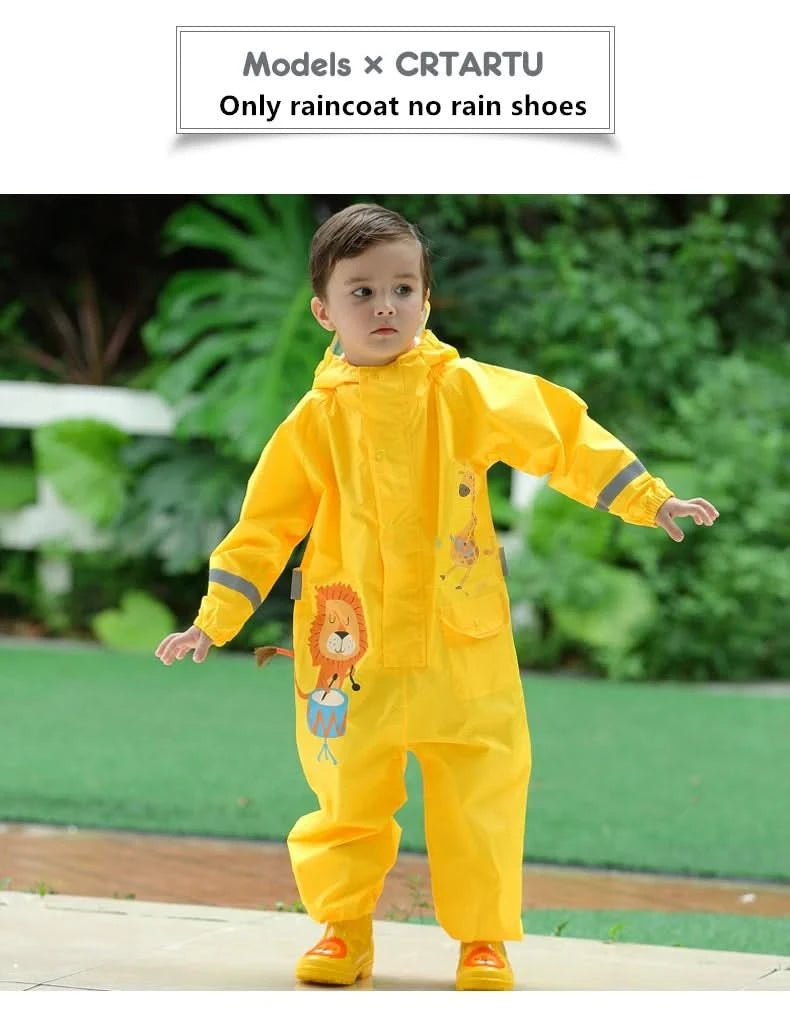 Children Rainwear And Rain Pants Sets Kids Boys Girls Waterproof Jumpsuit Hooded One-Piece Cartoon Dinosaur Waterproof Baby Suit - M & M Global